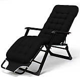 Садовий шезлонг + матрац IdealGarden B-SF02-BK ЧОРНИЙ шезлонг і чорний матрац Лежак до 120кг, фото 3