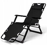 Садовий шезлонг + матрац IdealGarden B-SF02-BK ЧОРНИЙ шезлонг і чорний матрац Лежак до 120кг, фото 8