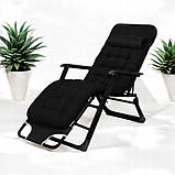 Садовий шезлонг + матрац IdealGarden B-SF02-BK ЧОРНИЙ Лежак до 120кг, фото 4