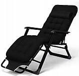 Садовий шезлонг + матрац IdealGarden B-SF02-BK ЧОРНИЙ шезлонг і чорний матрац Лежак до 120кг, фото 9