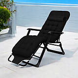 Садовий шезлонг + матрац IdealGarden B-SF02-BK ЧОРНИЙ шезлонг і чорний матрац Лежак до 120кг, фото 7