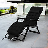 Садовий шезлонг + матрац IdealGarden B-SF02-BK ЧОРНИЙ шезлонг і чорний матрац Лежак до 120кг, фото 2