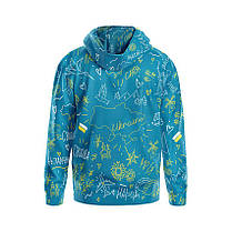 Худі чоловіче з принтом «Українські цінності. Ukrainian values» блакитний, фото 2