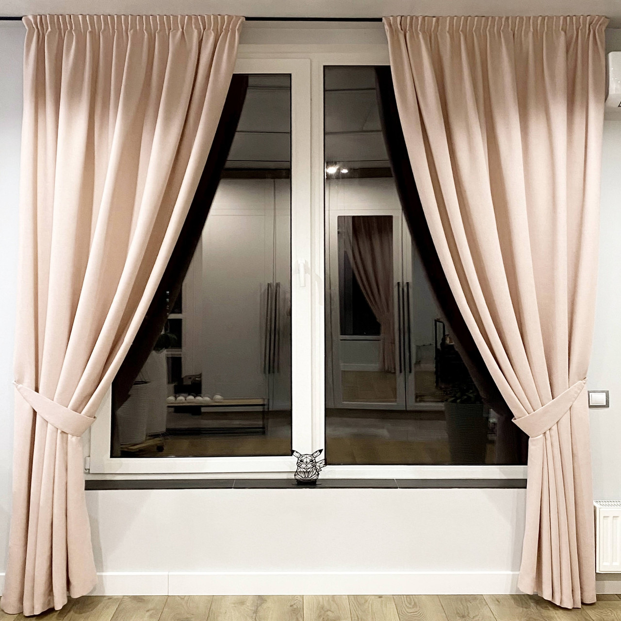 Комплект штори на тасьмі 2 шт. з підхватами 150х250 см мікровелюр Рожево-пудровий, фото 1