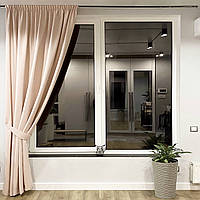 Штора на тасьмі 1 шт. з підхватом ширина-150 висота-250 мікровелюр Рожево-пудровий