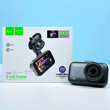 Автомобільний відеореєстратор Hoco DV5 широкий кут огляду 140° Full HD 1080p  великий IPS екран 3 дюйми