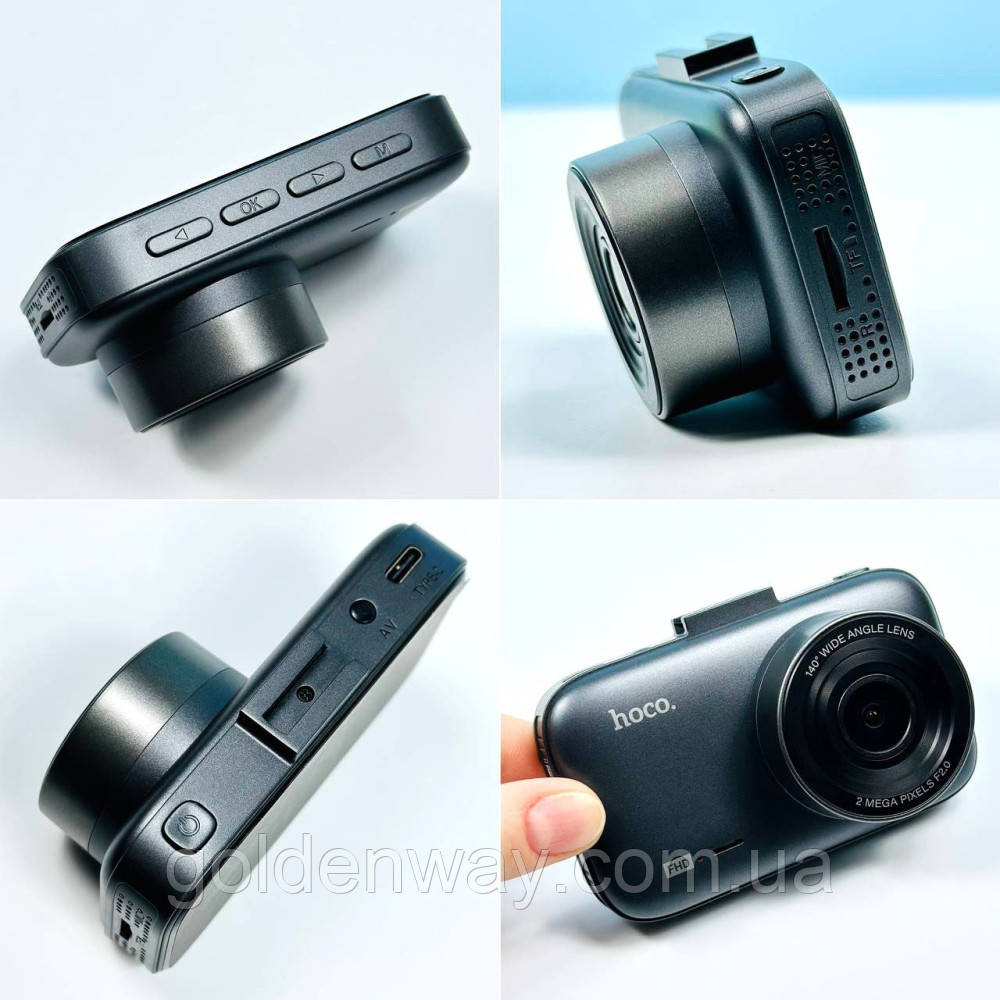 Автомобільний відеореєстратор Hoco DV5 широкий кут огляду 140° Full HD 1080p великий IPS екран 3 дюйми, фото 1