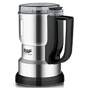 Кавомолка електрична з нержавіючої сталі RAF R.7132 срібляста 300Вт | Измельчитель кофейных зерен