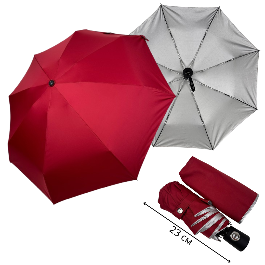 Компактна жіноча однотонна автоматична міні парасоля на 8 спиць від Toprain, червоний, 0744-3, фото 1