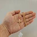 Позолочена срібна цепочка і хрестик. Ланцюжок бісмарк і кулон. 55 см, фото 3