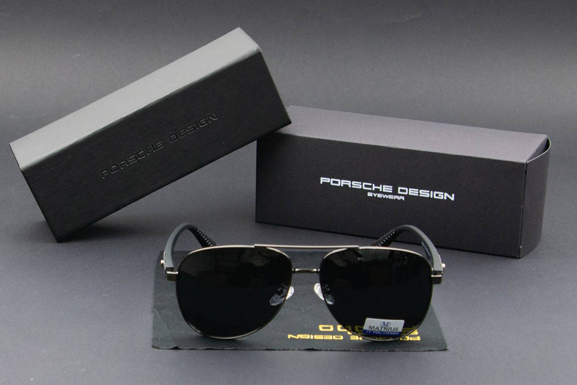 Окуляри сонцезахисні Porsche Design авіатори поляризаційні (арт. MT0914) срібна оправа, фото 1