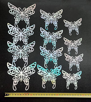 3D-наклейки метелика срібло 12штук набір JJ319-E Colorul, фото 2