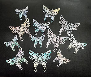 3D-наклейки метелика срібло 12штук набір JJ319-E Colorul, фото 3