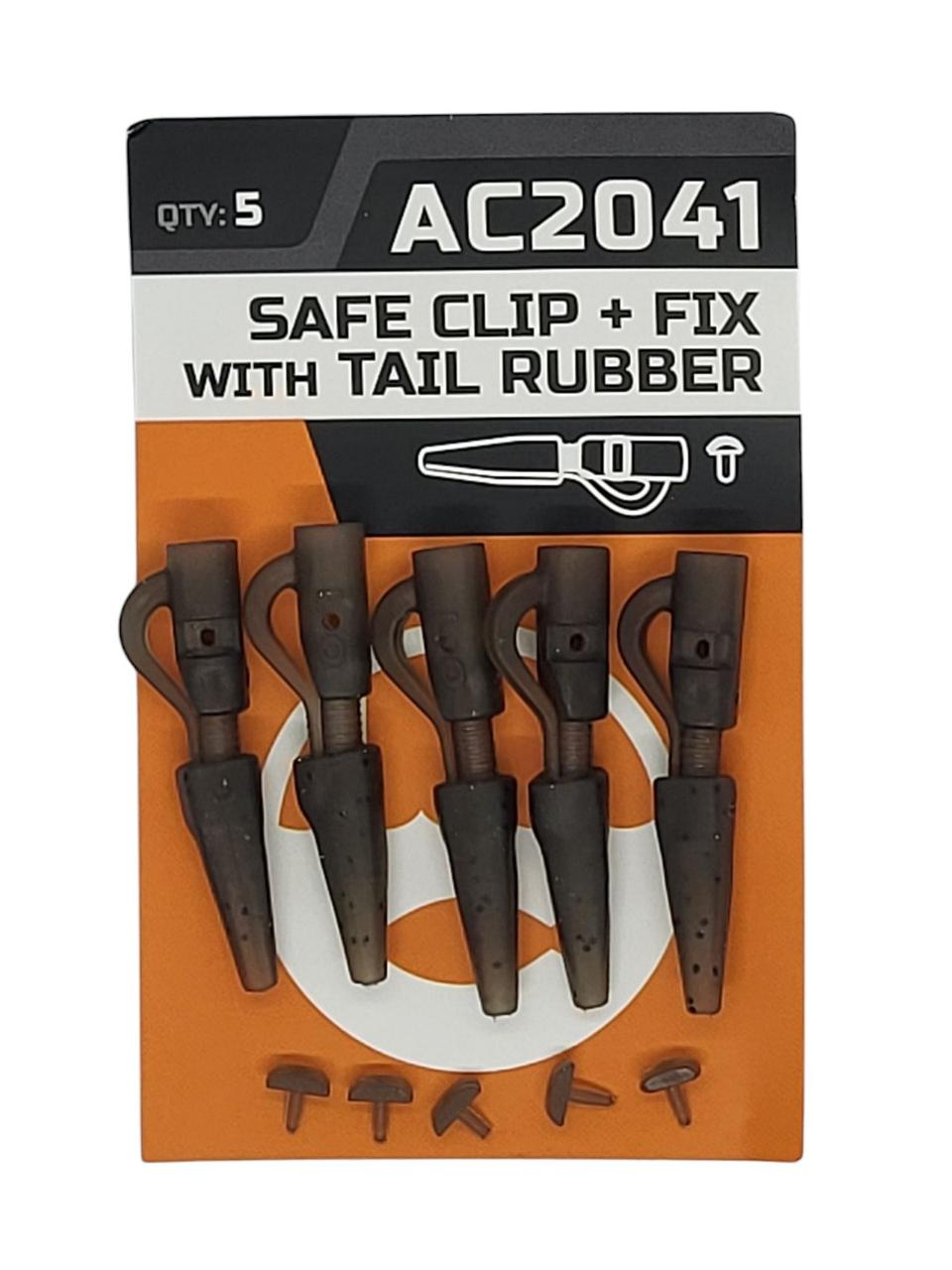 Кліпса безпечна зі стопором та конусом Orange Safe clip+Fix+Tail rubber (AC2041) 5 шт, фото 1