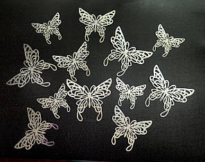 3D-наклейки метелика срібло 12штук набір JJ319-E, фото 3