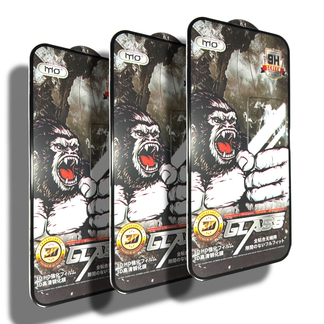 Захисне скло 3 шт CDK для Apple iPhone 15 Pro | Full Glue 3D MO King Kong (017232) (black)