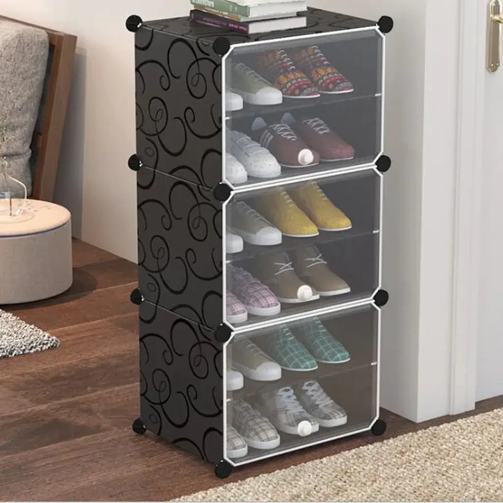 Полка для обуви модульная-органайзер для обуви 3 модуля - 6 полок 93 x 44 x 31.5 см Черный Iso Trade 11743, фото 1