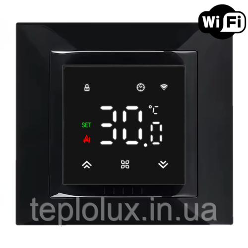 Wi-Fi терморегулятор в рамку Ecoset PWT 005 для теплої підлоги (чорний) Schneider Unica New, Legrand Valena