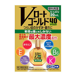 Rohto Gold 40 Mild Краплі з вітамінами В6, Е і таурином, індекс свіжості 0, 20 мл. До 04/2028