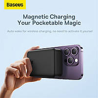 Зовнішній акумулятор Baseus Magnetic Mini Wireless Fast Charge Power Bank 20000mAh 20W Black, фото 3