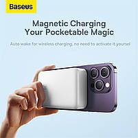 Зовнішній акумулятор Baseus Magnetic Mini Wireless Fast Charge Power Bank 20000mAh 20W White, фото 3