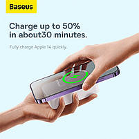 Зовнішній акумулятор Baseus Magnetic Mini Wireless Fast Charge Power Bank 20000mAh 20W White, фото 5