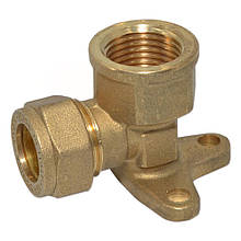 Кутник обтискний для мідних труб Comisa D 15x1/2"(ВР) з настінним кріпленням 8306021