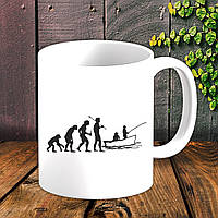Білий кухоль (чашка) для мисливця з принтом "Еволюція"