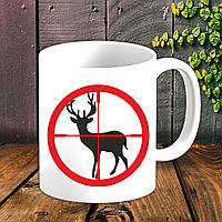 Білий кухоль (чашка) для мисливця з принтом "Мета олень"