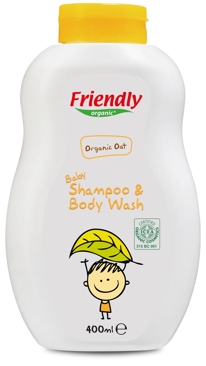 Органічний дитячий шампунь-гель Friendly Organic з екстрактом вівса 400 мл., фото 1