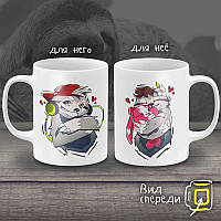 Парні білі чашки з принтом "Парочка Ленівців"