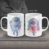 Парні білі чашки з принтом "Словники снів"