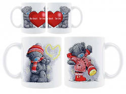 Парні білі чашки з принтом "Ведмедики Тедді"