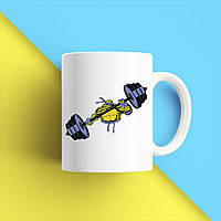 Білий кухоль (чашка) з принтом "Черепашки-ніндзя: Леонардо зі штангою" Push IT