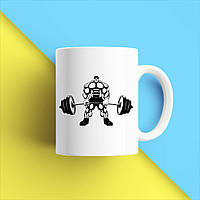 Білий кухоль (чашка) з принтом "Штангіст" Push IT