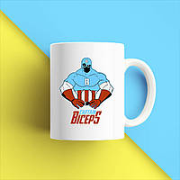 Білий кухоль (чашка) з принтом "Captan Biceps" Push IT