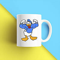 Білий кухоль (чашка) з принтом "Дональд Дак силач" Push IT