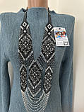 Гердан жіноча прикраса бісер чорно срібний український ручної роботи, фото 3