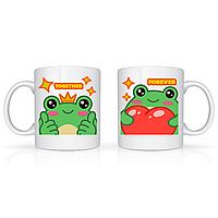 Парні білі чашки (кружки) з принтом "Forever Together Frog "