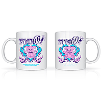 Парні білі чашки (кружки) з принтом "Our love is varied 69. Наше кохання різноманітне 69