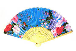 Віяло літнье з бамбука та тканини Квіти