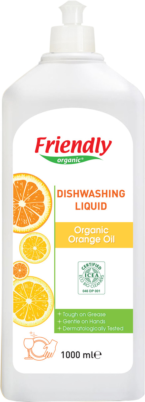 Органічний засіб для миття посуду Friendly Organic з апельсиновою олією 1000 мл, фото 1