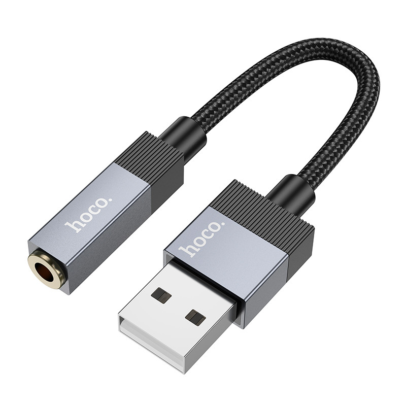 Кабель AUX to USB аудіо конвертер HOCO UPA32D Clever |0.15 м| Чорний, фото 1