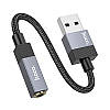 Кабель AUX to USB аудіо конвертер HOCO UPA32D Clever |0.15 м| Чорний, фото 3