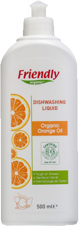 Органічний засіб для миття посуду Friendly Organic з апельсиновою олією 500 мл, фото 1