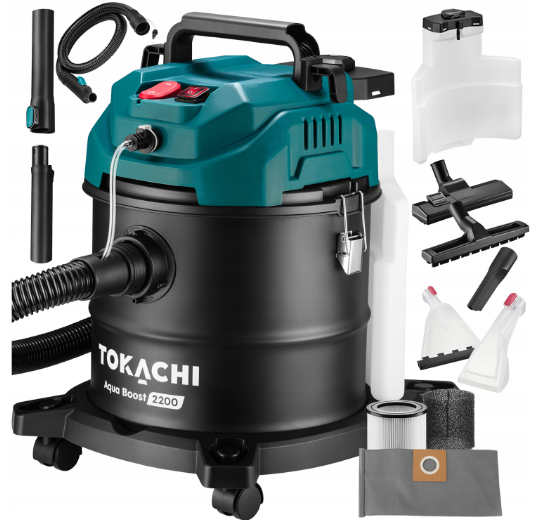 Миючий пилосос Tokachi Aqua Boost 2200 Вт, 3-в-1: сухе/вологе прибирання та прання килимів, резервуари 20 л + 4,2 л, телескопічна