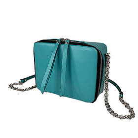 Сумка жіноча "КВАДРО" натуральна шкіра, бірюзова матова