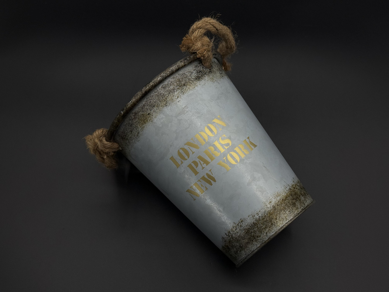 Відро декоративне металеве для квітів, вазонів з візерунком і шнурком. 20х17х11см, фото 1