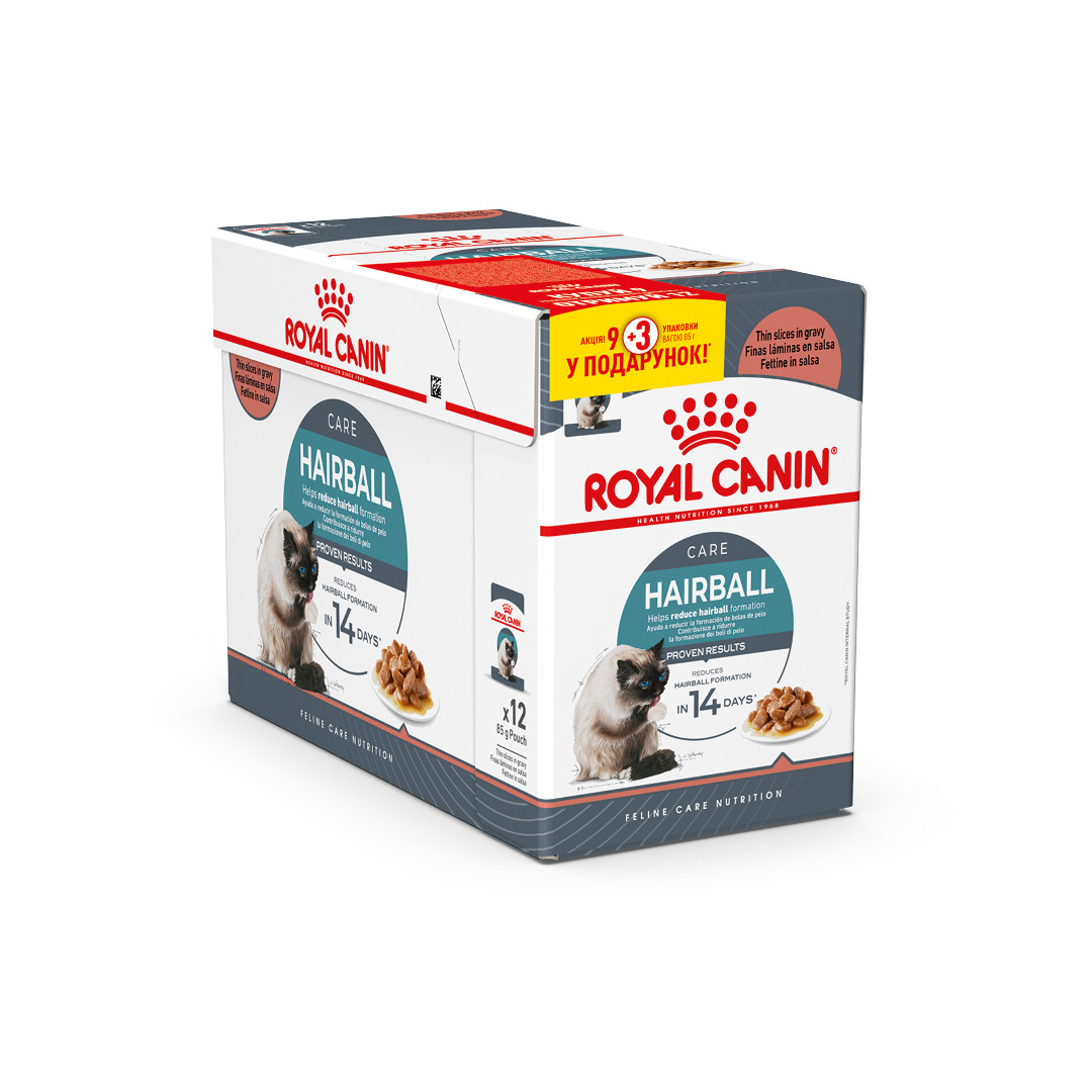 Акція! Royal Canin Hairball Care вологий корм для кішок, схильних до утворення волосяних грудочок, 85 гр 9+3шт, фото 1