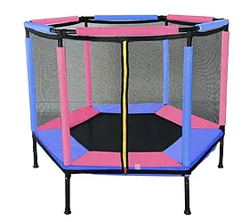 Батут-манеж пружинний із захисною сіткою Just Fun Blue-Pink (діаметр 140 см)
